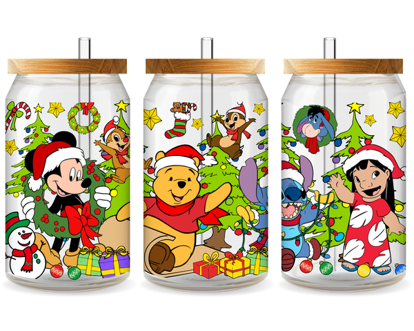 Christmas Cartoon UV DTF Cup Wrap - Ready to Press UV Design