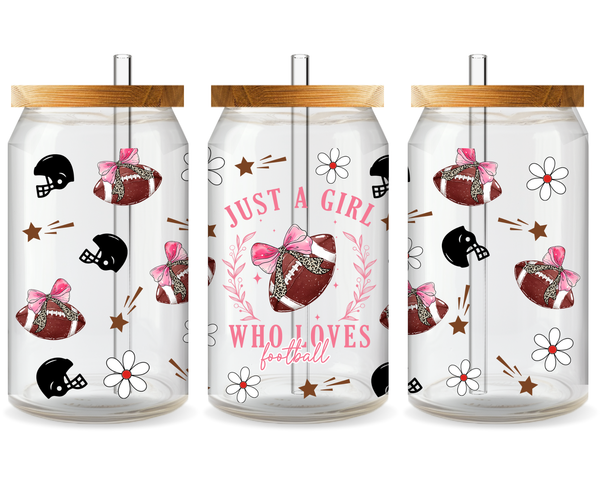 Just a Girl Who Loves Football & Mom UV DTF Cup Wrap – Ready to Press UV Design