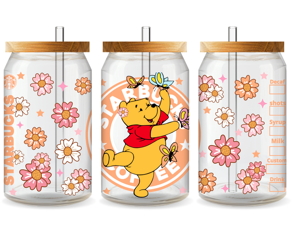 Winnie the Pooh Starbucks UV DTF Cup Wrap - Ready to Press UV Design