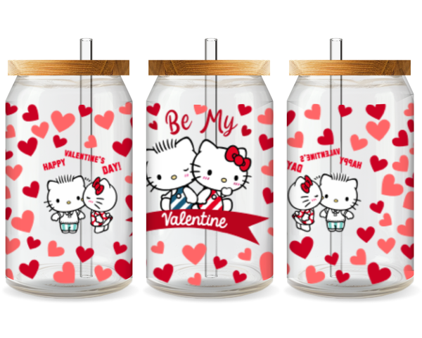 Be My Valentine Hello Kitty UV DTF Cup Wrap – Ready to Press UV Design