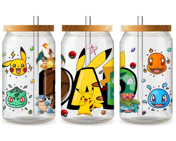 Pokemon Father's Day UV DTF Cup Wrap - Ready to Press UV Design