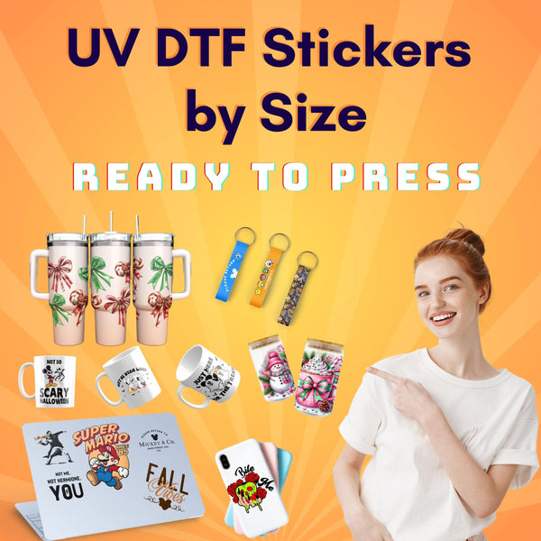 UV DTF Sticker Transfers by Size