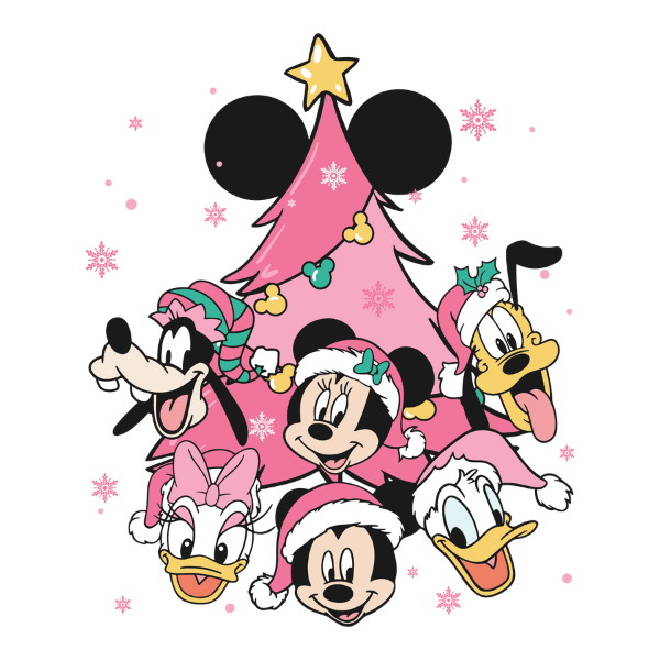 Mickey and Friends Pink Christmas Ready to Press DTF Design