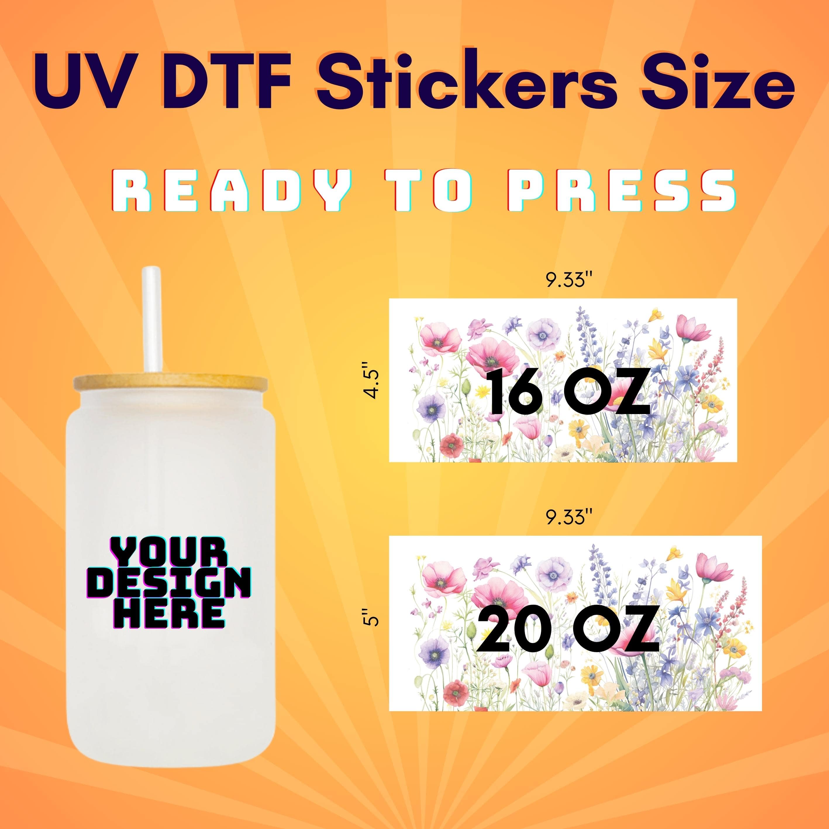 UV DTF Sticker Transfers by Size