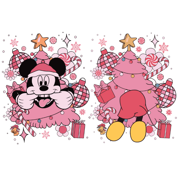 Mickey Pink Christmas Tree - Front and Back Ready to Press DTF Design