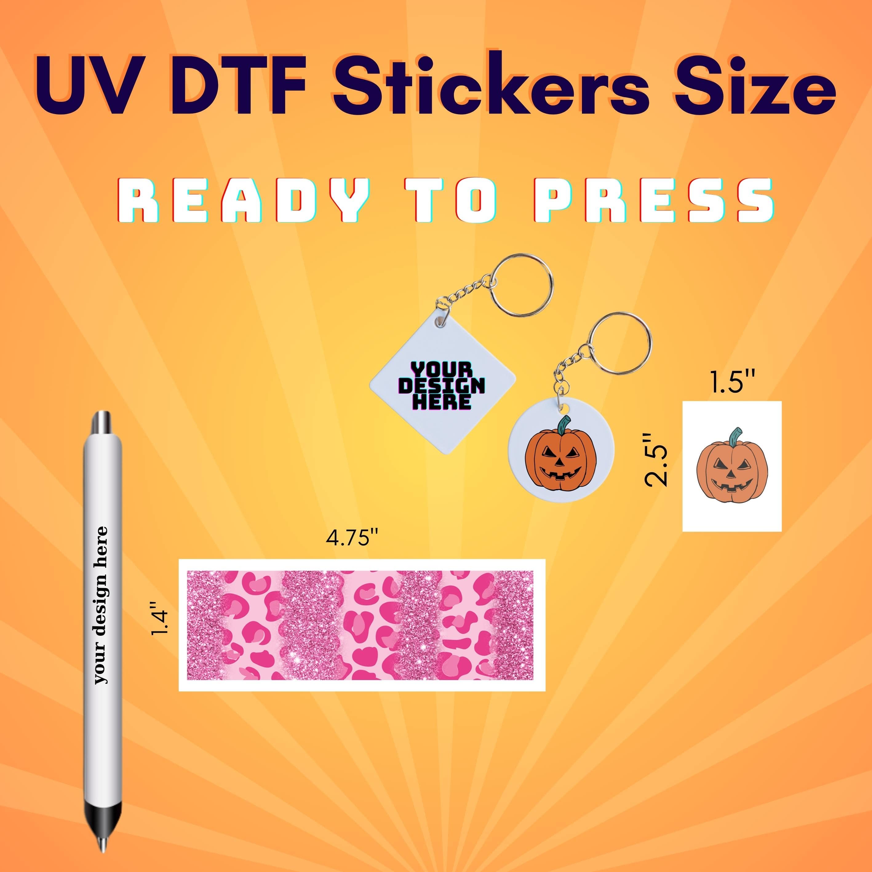 UV DTF Sticker Transfers by Size