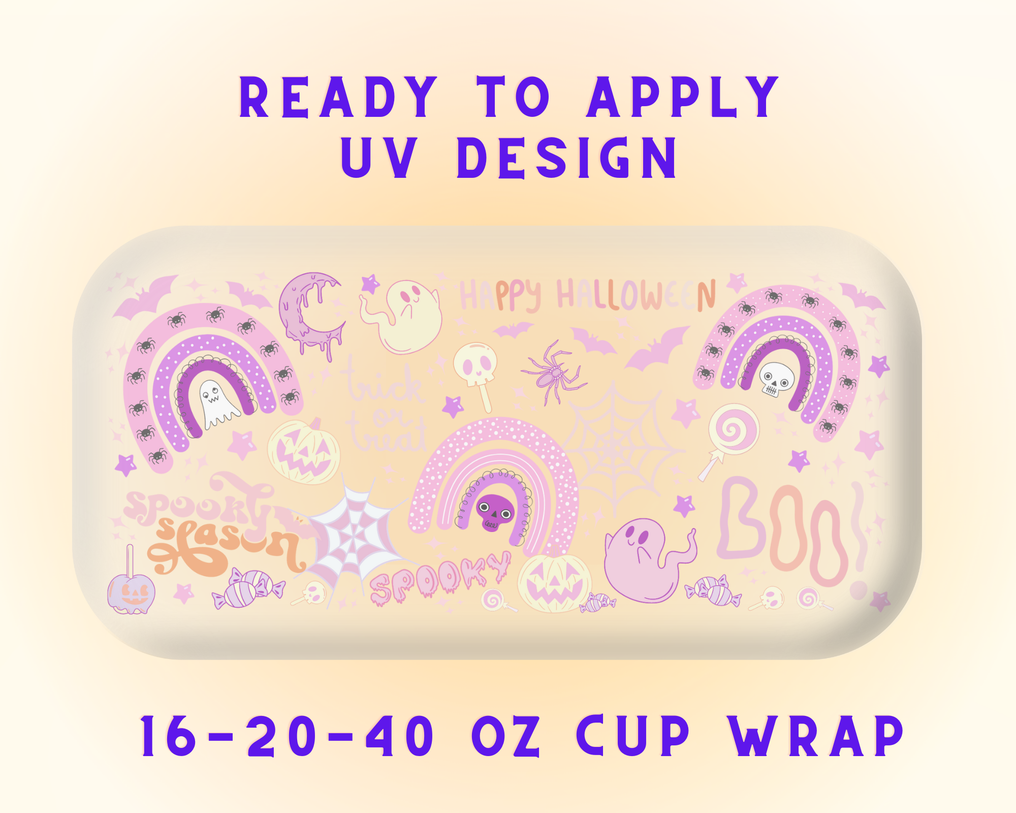 Spooky Halloween UV DTF Cup Wrap - Ready to Press UV Design