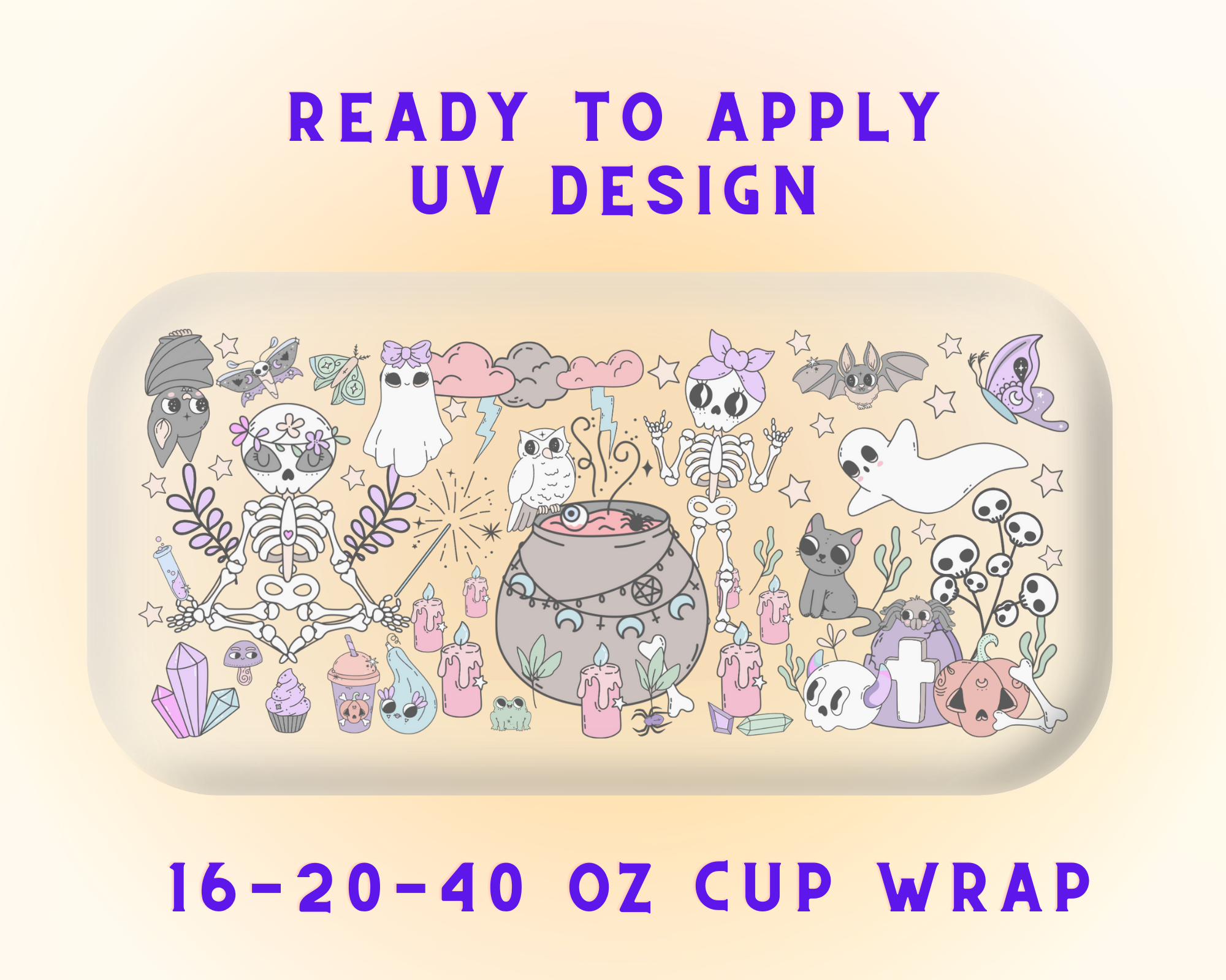 Magic Witch Halloween UV DTF Cup Wrap - Ready to Press UV Design