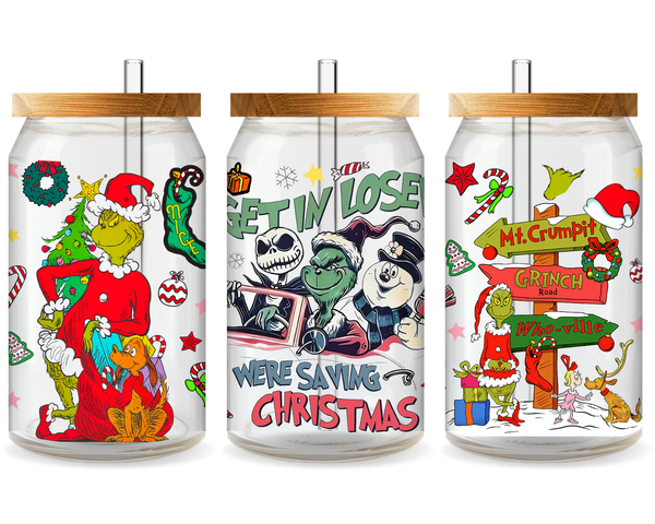 Grinchy Christmas Spirit UV DTF Cup Wrap - Ready to Press UV Design