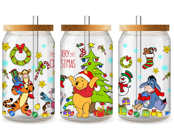 Winnie the Pooh - Merry Christmas UV DTF Cup Wrap - Ready to Press UV Design