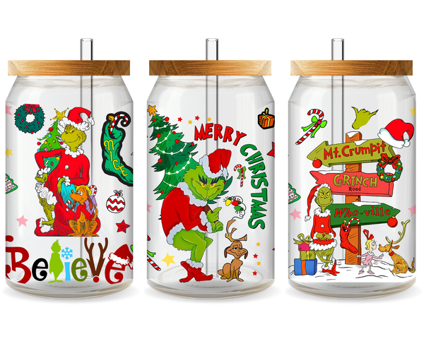 Grinch’s Naughty List UV DTF Cup Wrap - Ready to Press UV Design