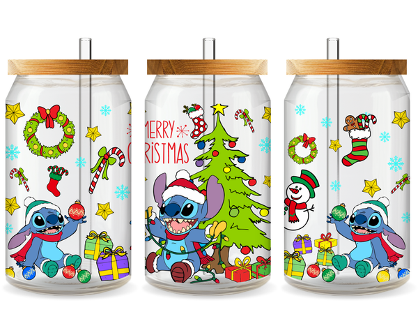 Stitch - Merry Christmas UV DTF Cup Wrap - Ready to Press UV Design