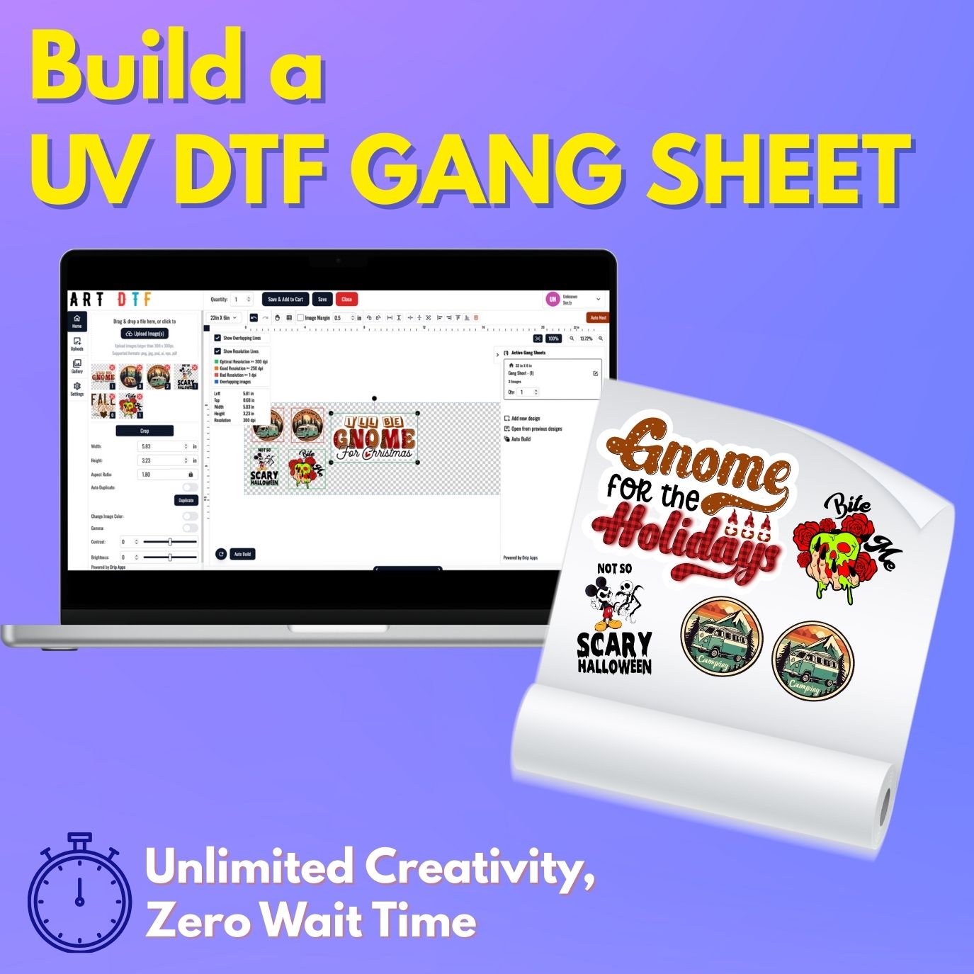 UV DTF Sticker Gang Sheet Builder