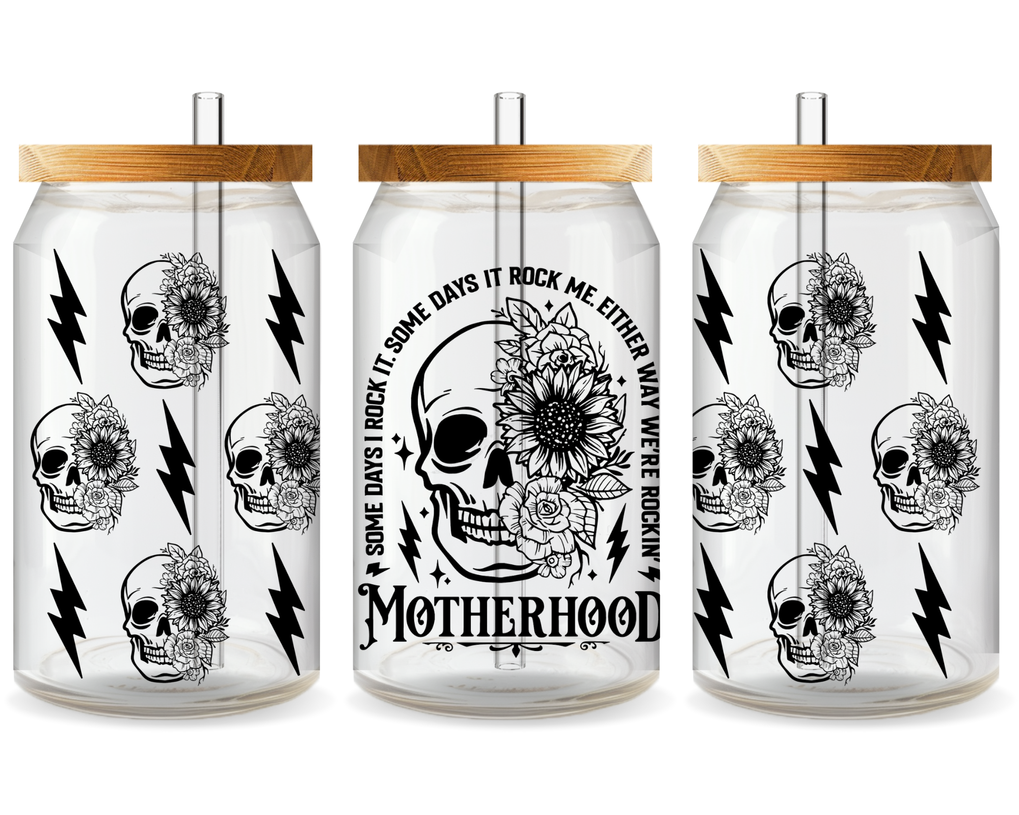 Motherhood Some Days I Rock It UV DTF Cup Wrap – Ready to Press UV Design
