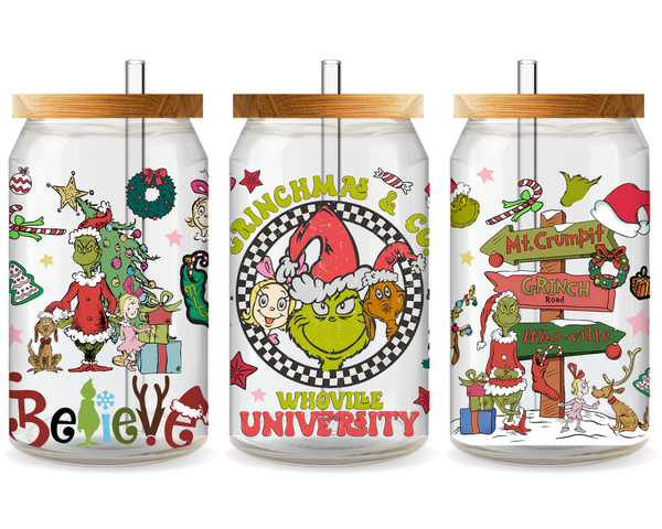 Grinchy Christmas Wishes UV DTF Cup Wrap - Ready to Press UV Design