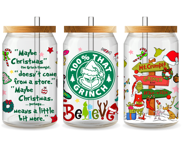 Grinch’s Christmas Mischief UV DTF Cup Wrap - Ready to Press UV Design