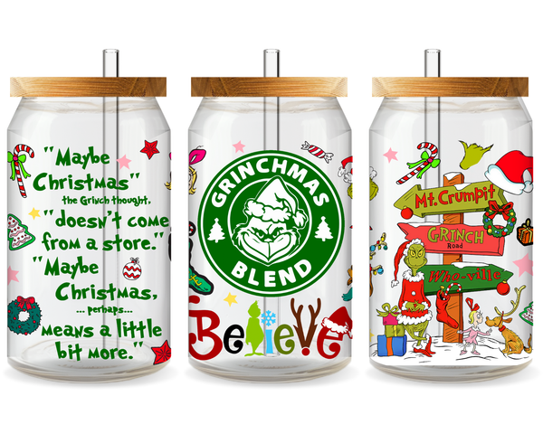 Grinch’s Joyful Grump UV DTF Cup Wrap - Ready to Press UV Design