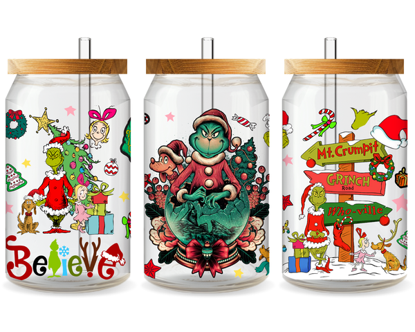 Grinch’s Merry Mayhem UV DTF Cup Wrap - Ready to Press UV Design