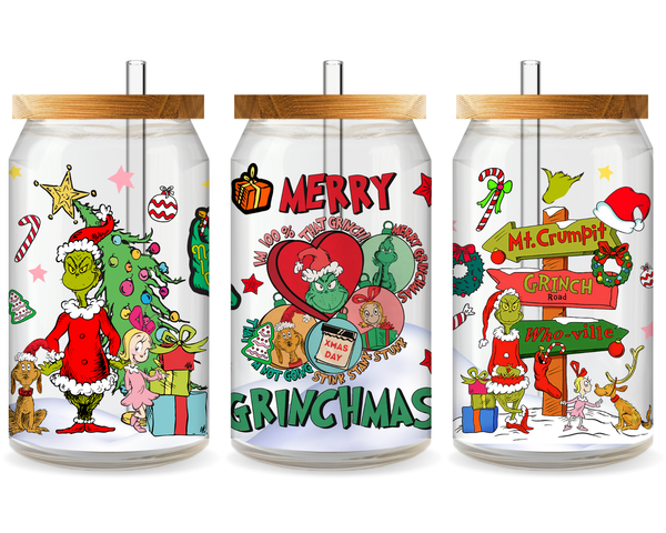 Grinchmas Cheer UV DTF Cup Wrap - Ready to Press UV Design