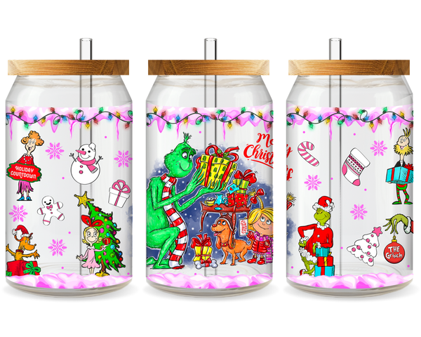 Grinch’s Holiday Ho-Ho-Ho UV DTF Cup Wrap - Ready to Press UV Design