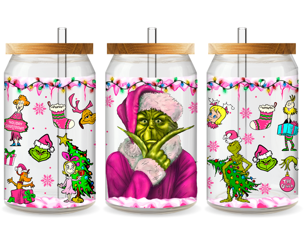 Grinch’s Festive Grin UV DTF Cup Wrap - Ready to Press UV Design
