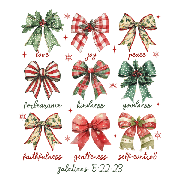 Scripture Bow - Galatians 5:22-23 Christmas Ready to Press DTF Design