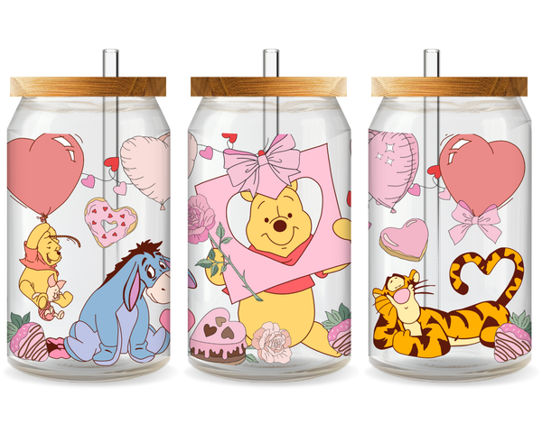 Winnie the Pooh Valentine's Day UV DTF Cup Wrap - Ready to Press UV Design