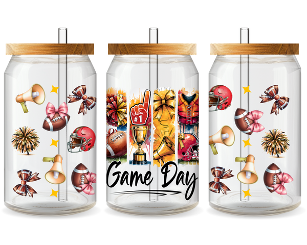 Football Mom’s Touchdown UV DTF Cup Wrap – Ready to Press UV Design