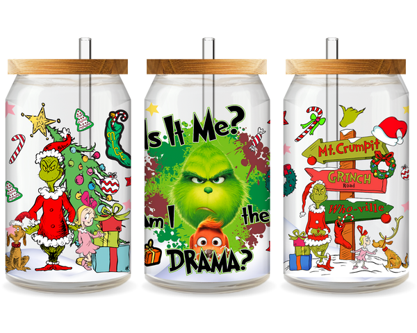 Grinchy Christmas UV DTF Cup Wrap - Ready to Press UV Design
