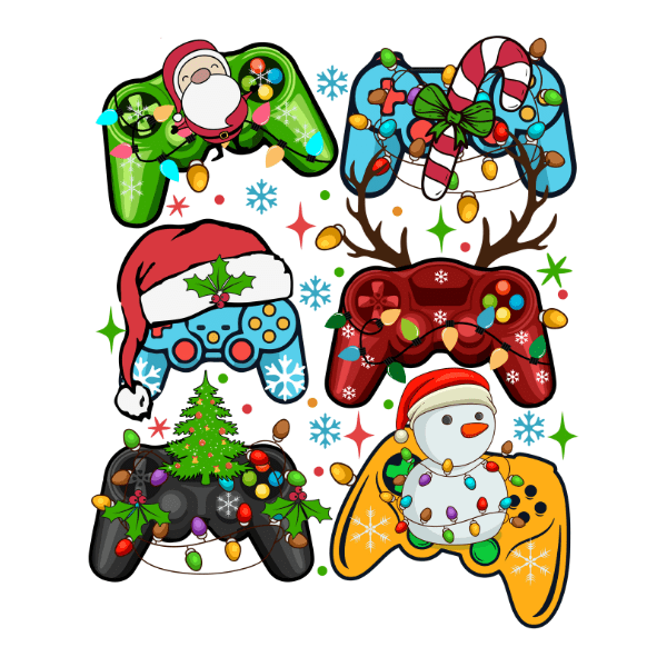 Retro Christmas Gaming Controller - Ready to Press DTF Design