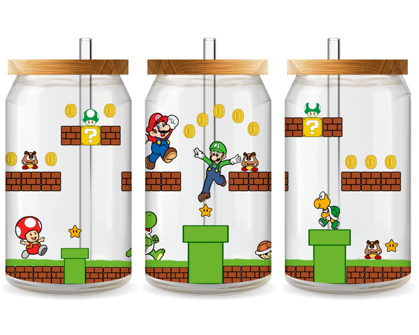 Super Mario UV DTF Cup Wrap - Ready to Press UV Design