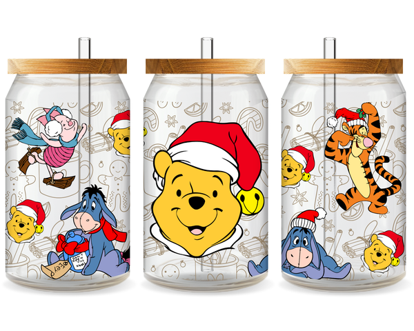 Winnie the Pooh Santa UV DTF Cup Wrap - Ready to Press UV Design