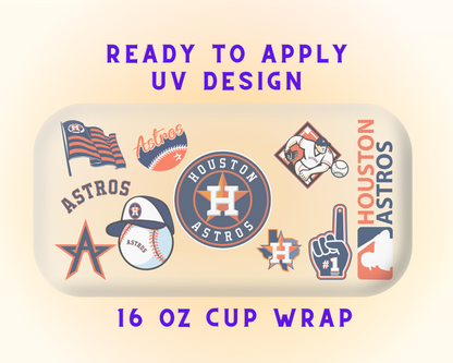 Houston Astros Baseball Team Cup Wrap - Ready to Press UV DTF