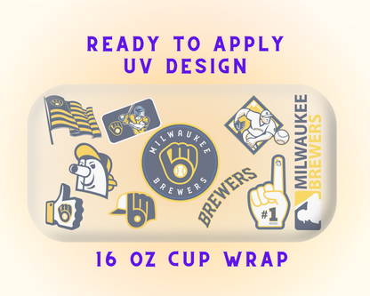 Milwaukee Brewers Baseball Team Cup Wrap - Ready to Press UV DTF