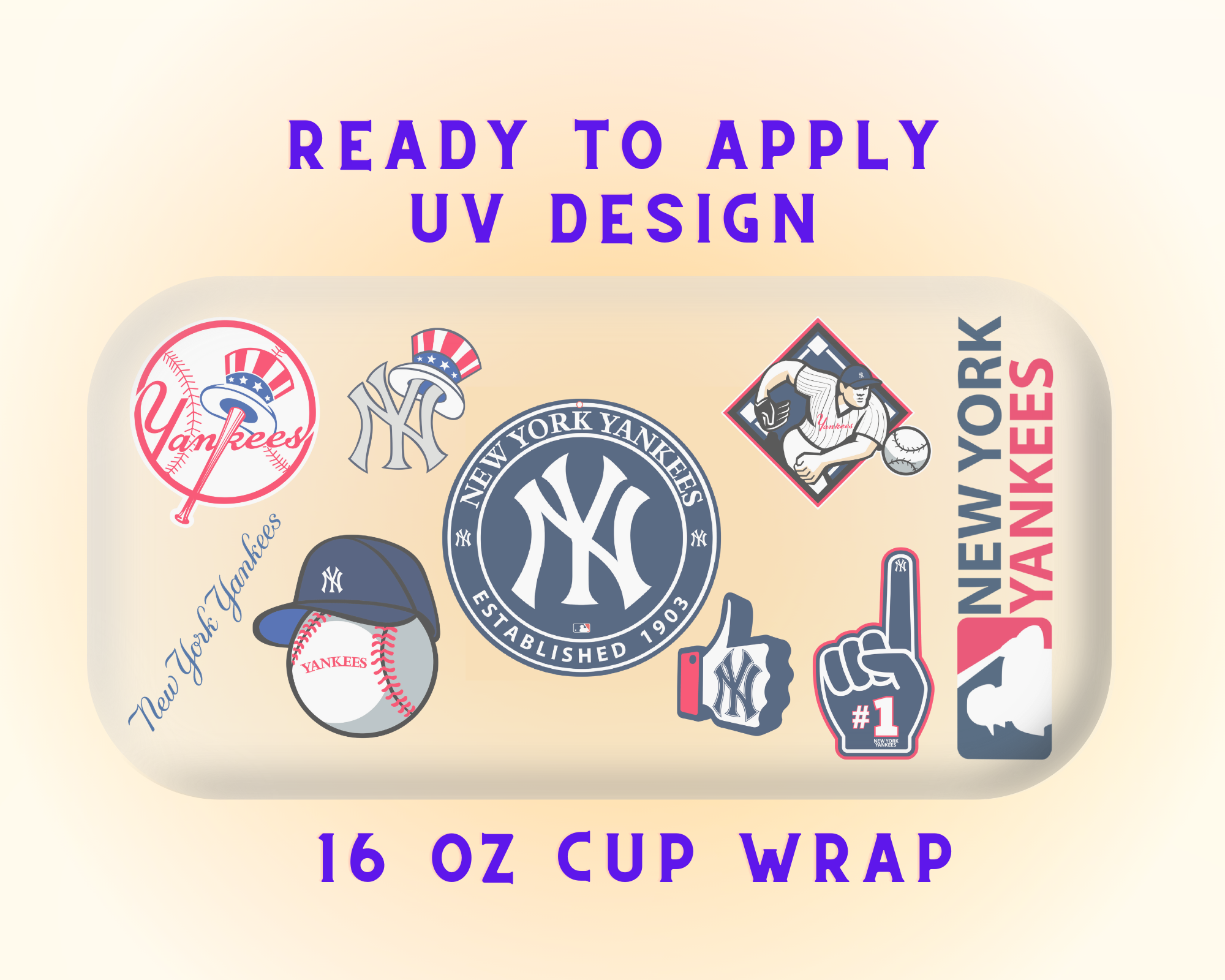New York Yankees Baseball Team Cup Wrap - Ready to Press UV DTF