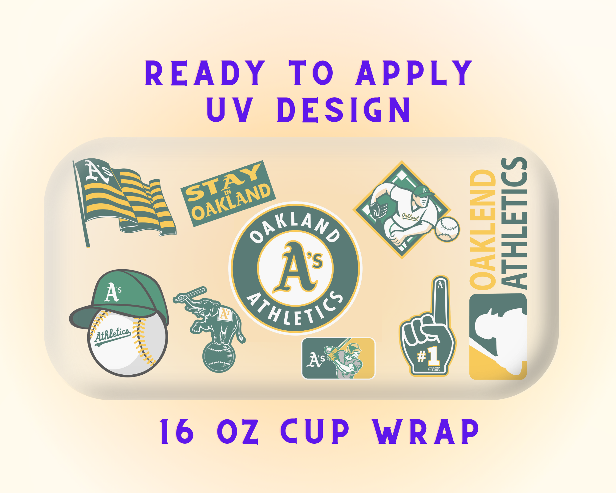 Oakland Athletics Baseball Team Cup Wrap - Ready to Press UV DTF