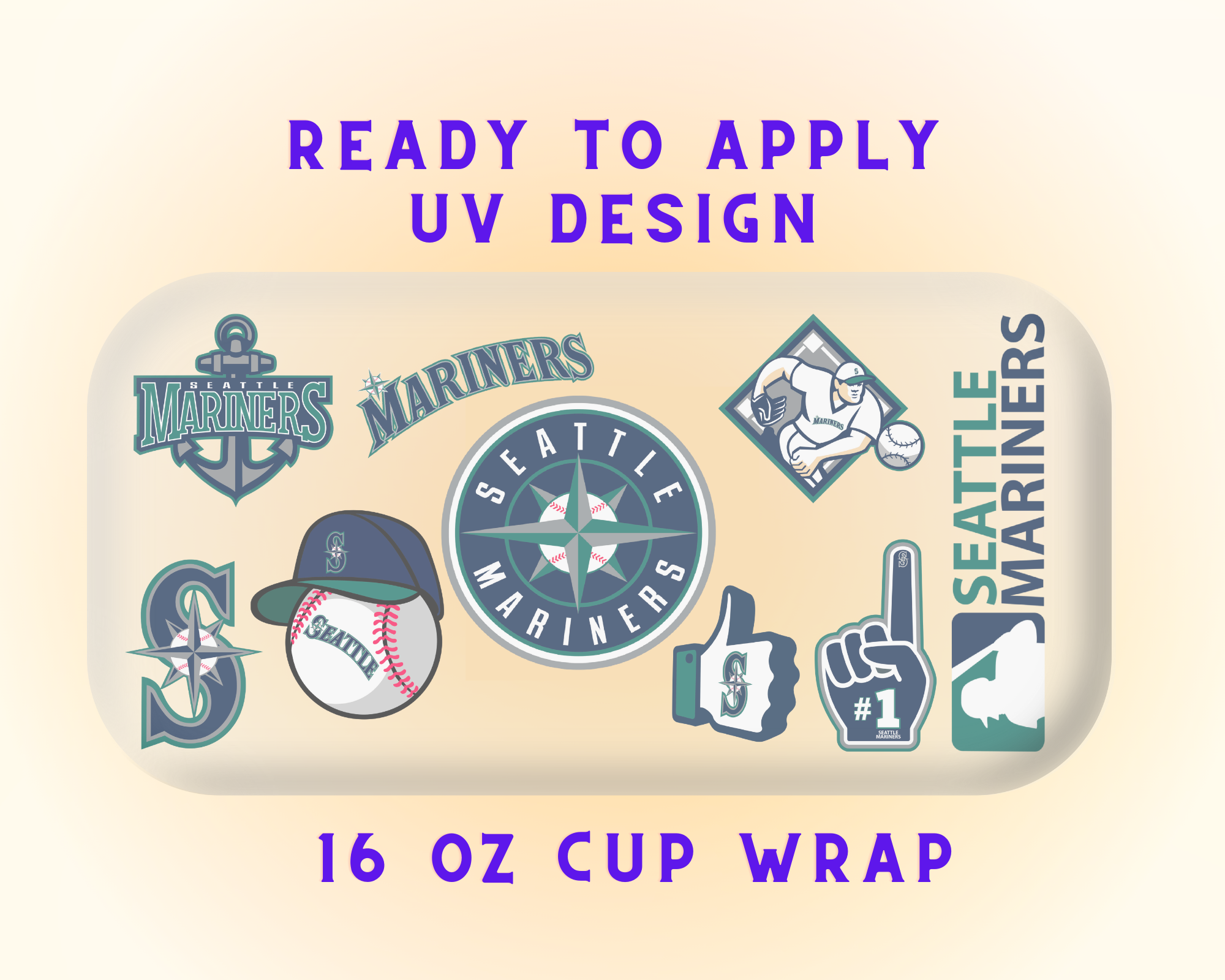 Seattle Mariners Baseball Team Cup Wrap - Ready to Press UV DTF