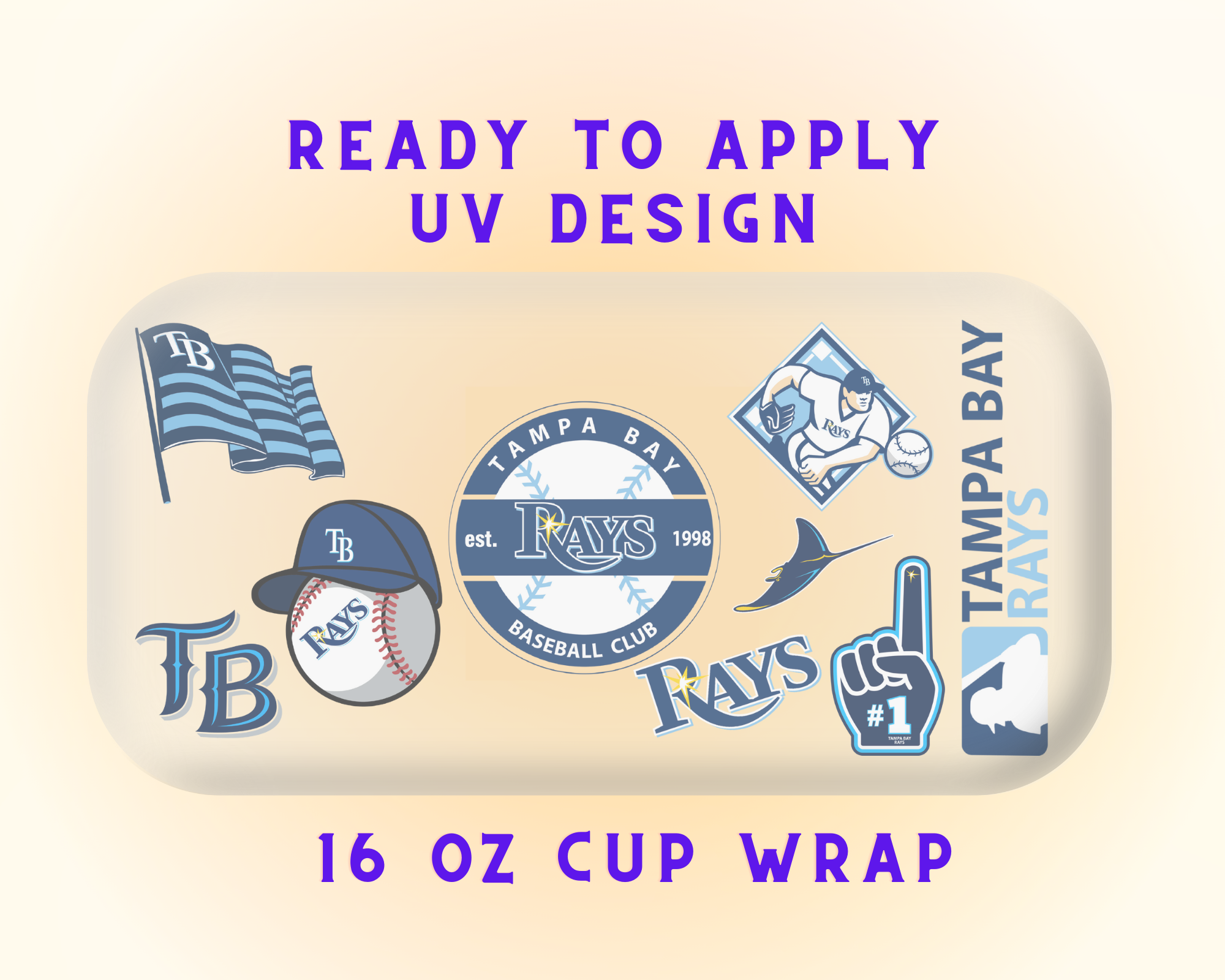 Tampa Bay Rays Baseball Team Cup Wrap - Ready to Press UV DTF