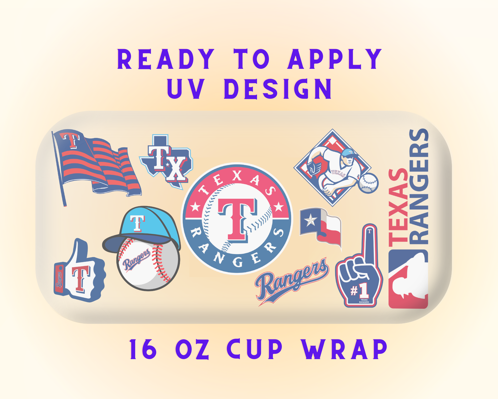 Texas Rangers Baseball Team Cup Wrap - Ready to Press UV DTF