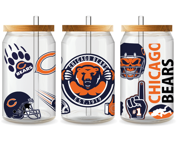 Chicago Bears Football Team Cup Wrap - Ready to Press UV DTF