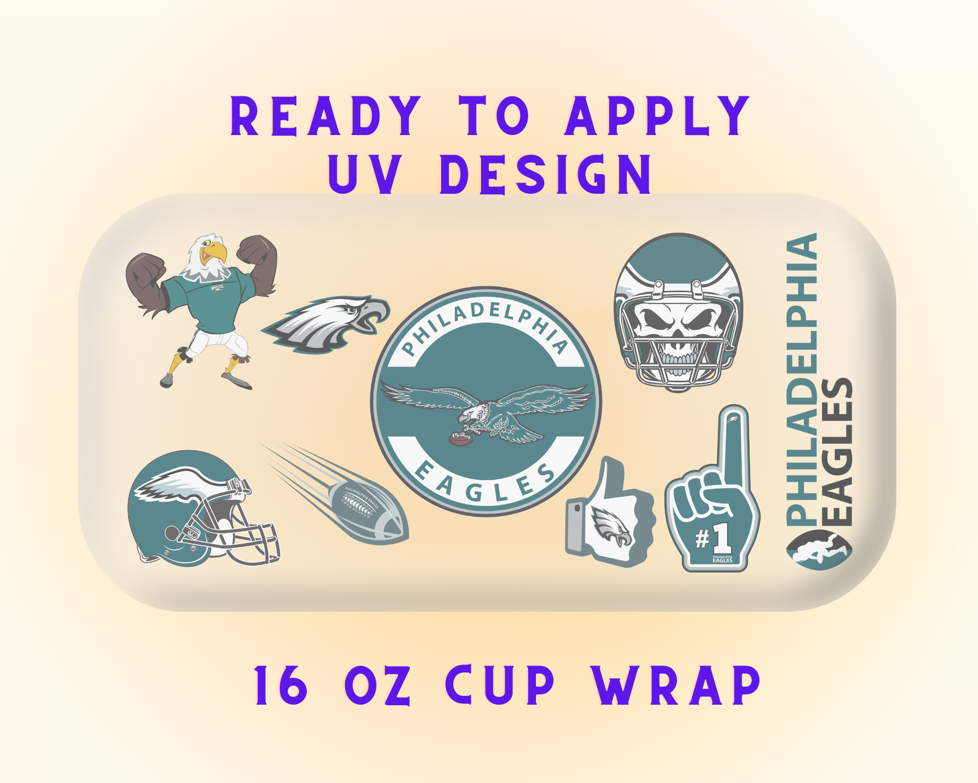Philadelphia Eagles Football Team Cup Wrap - Ready to Press UV DTF