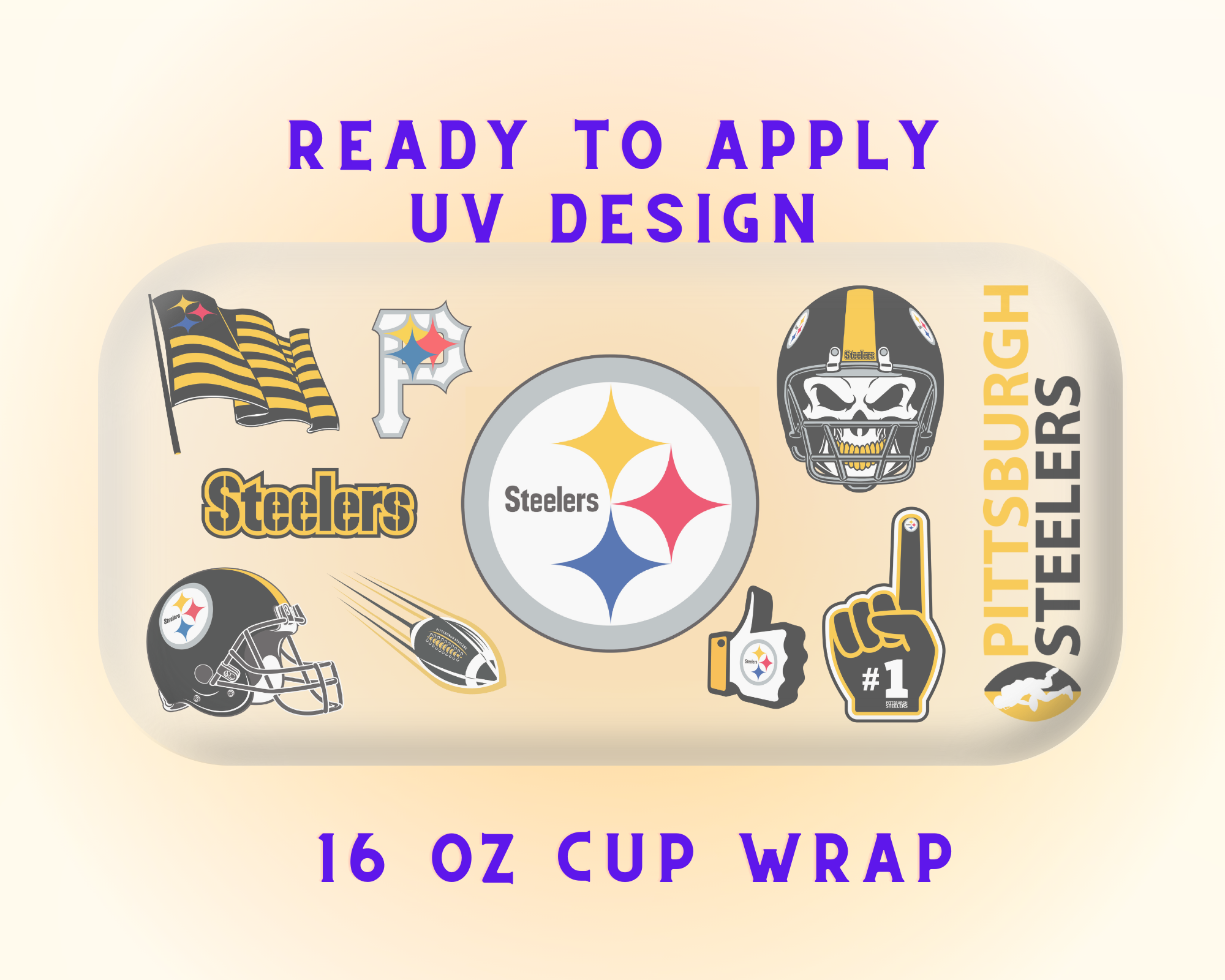 Pittsburgh Steelers Football Team Cup Wrap - Ready to Press UV DTF