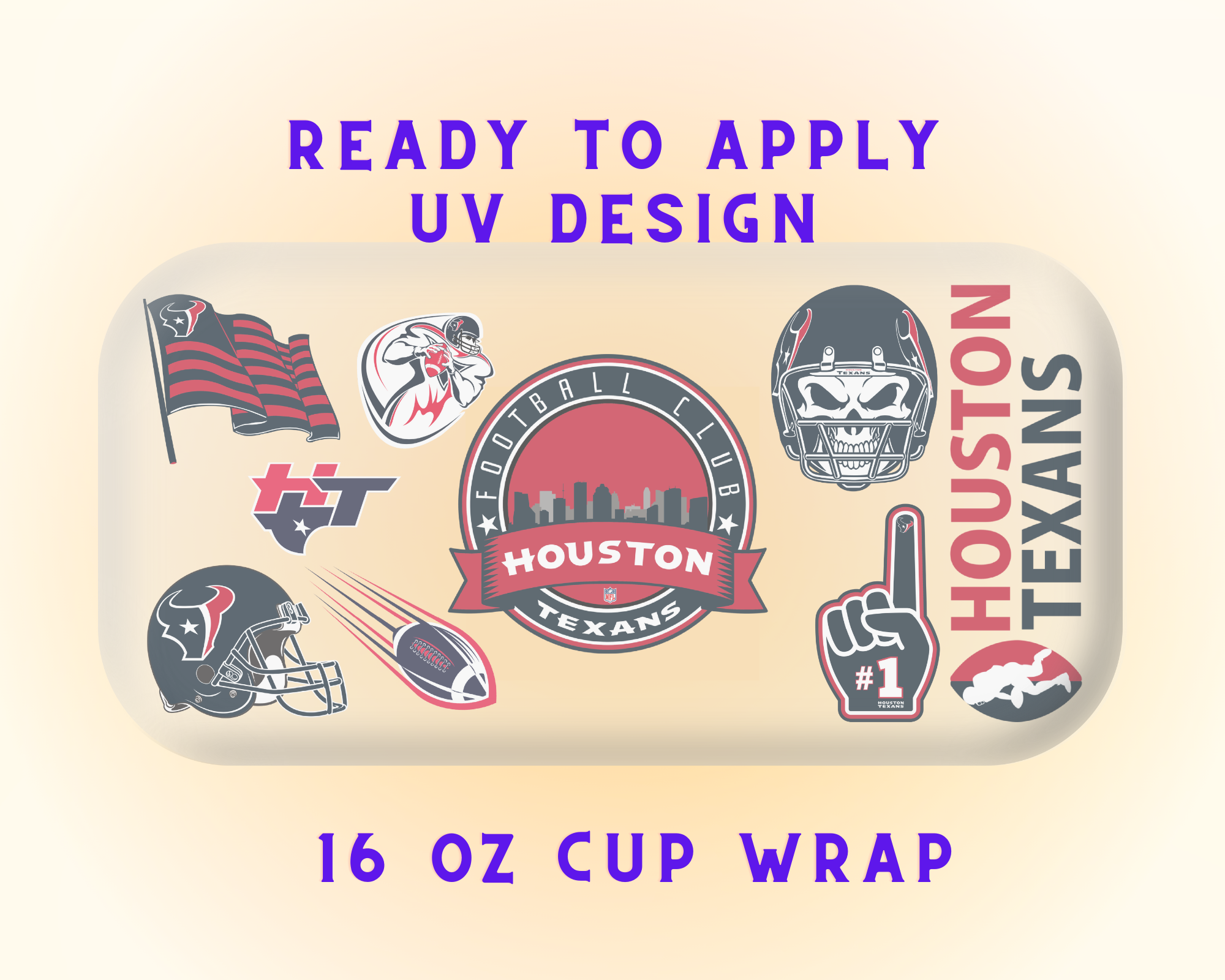 Houston Texans Football Team Cup Wrap - Ready to Press UV DTF