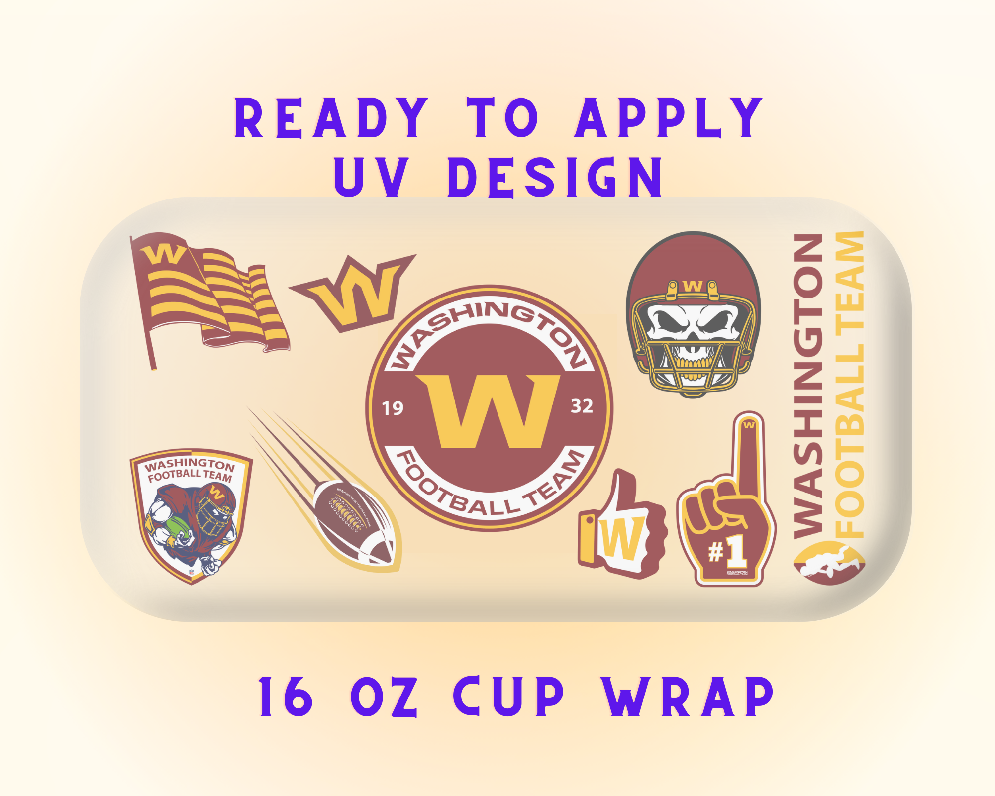 Washington Commanders Football Team Cup Wrap - Ready to Press UV DTF