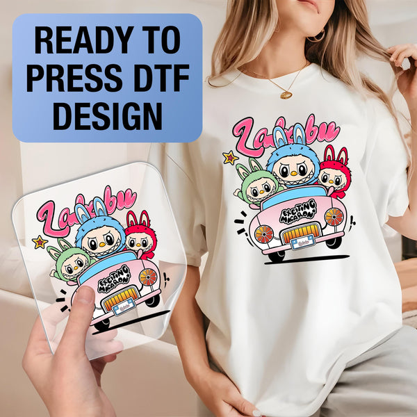 Labubu Ready to Press DTF Prints, Labubu High-Quality Heat Transfer Designs, Affordable DTF Transfers, Labubu Tshirt DTF DV01
