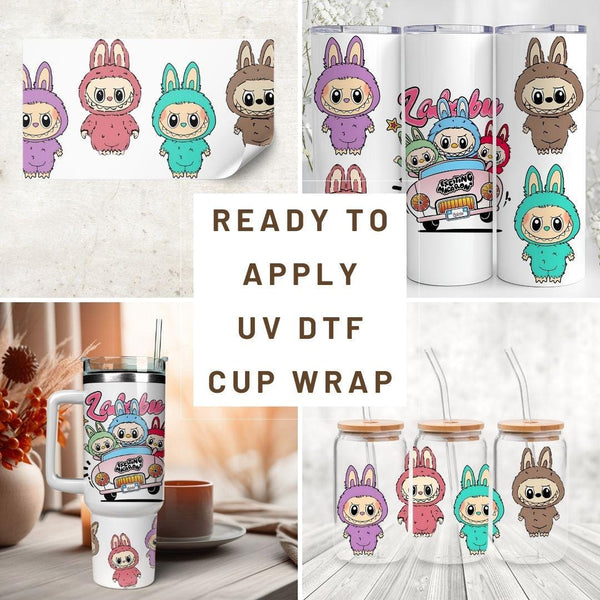 Ready to Apply Labubu Cup Wrap, Labubu UV DTF Decal, 16oz Glass Can Sticker, Labubu Tumbler Wrap, Labubu Gift, Labubu 30 ozCup Wrap CUP03