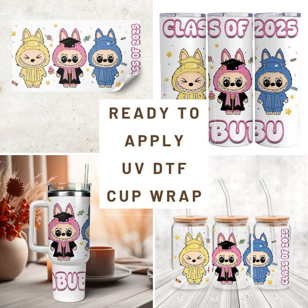 Labubu Class Of 2025 Cup Wrap, Ready to Apply Labubu Cup Wrap, Labubu UV DTF Decal, Labubu Tumbler Wrap, Labubu Gift, Labubu 30 oz Cup Wrap