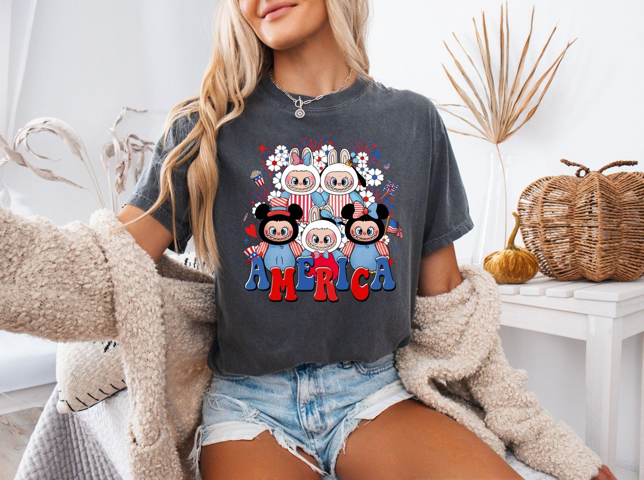 Labubu Ready to Press DTF Prints, Labubu Heat Transfer Design, Labubu 4th of July DTF Transfers, Labubu Tshirt DTF, 4th of July Dtf DV17