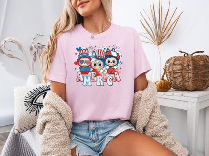 Labubu Ready to Press DTF Prints, Labubu Heat Transfer Design, Labubu 4th of July DTF Transfers, Labubu Tshirt DTF, 4th of July Dtf DV18