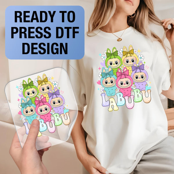 Labubu Ready to Press DTF Prints, Labubu High-Quality Heat Transfer Designs, Affordable DTF Transfers, Labubu Tshirt DTF DV19